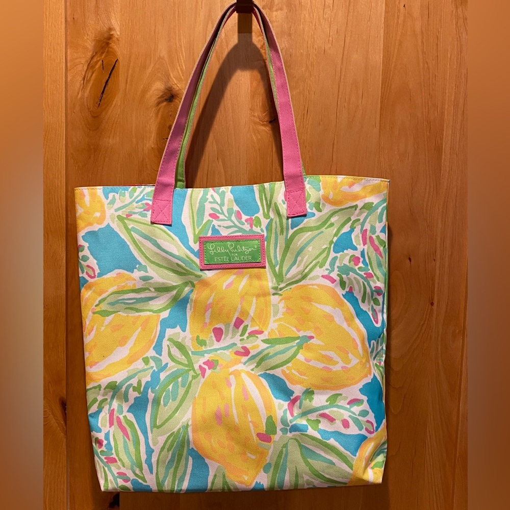 LILLY PULITZER for ESTEE LAUDER  COLORFUL Lemon Print Tote Bag